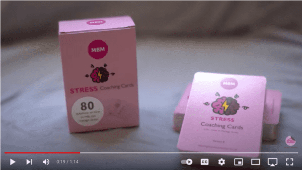 Screenshot of MBM video on Stress Management coaching cards