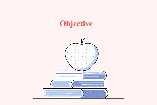 Objective with a cartoon apple beneath books about how to do an appraisal