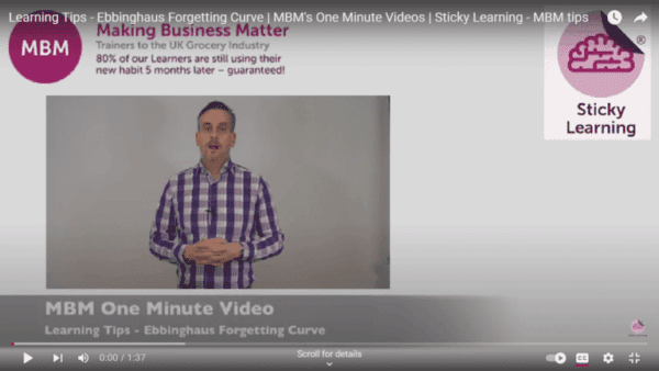 Links to YouTube video explaining Ebbinghaus Forgetting Curve by MBM
