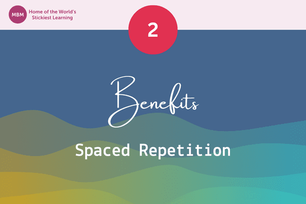 Benefits of Spaced Repetition blog post image with blue wave theme