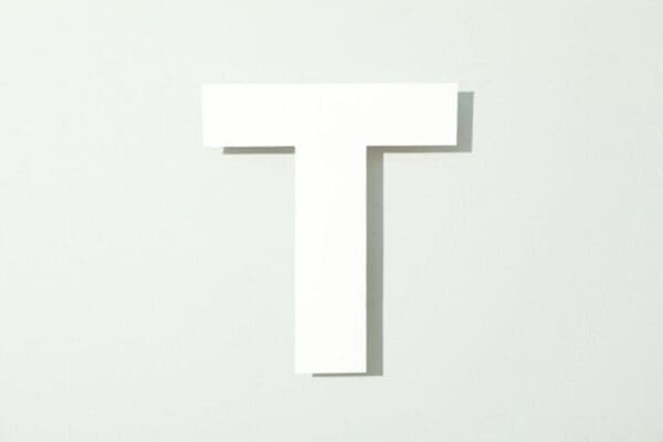 Letter T on white background