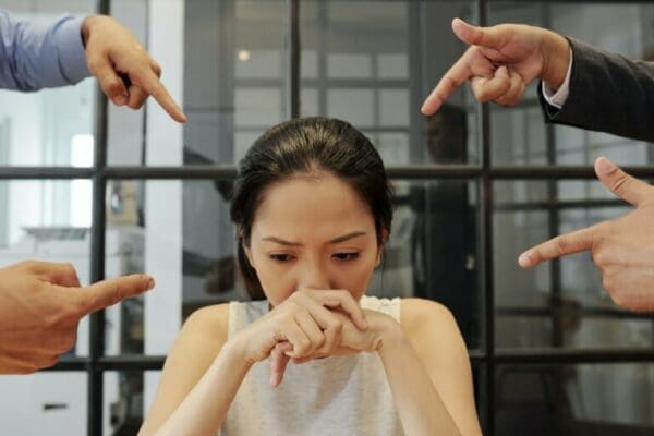 mistake Pointing hands shaming team member for mistake