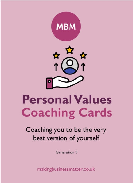 Personal Values Coaching Cards with hands icon