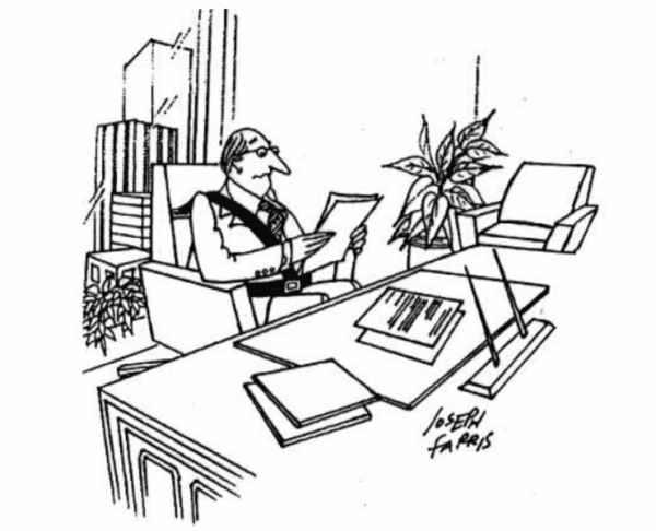 man reading paper Cartoon black and white drawing of a man reading paper