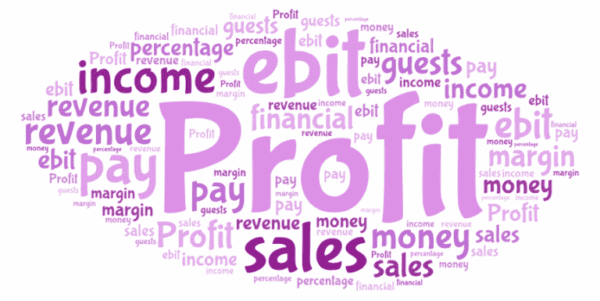 Profit word cloud Word cloud with different words relating to profit in various sizes and shades of purple.
