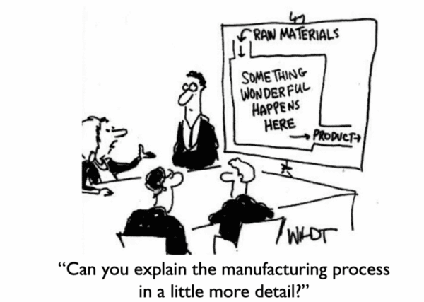 board meeting with a presenter Cartoon black and white drawing of a board meeting with a presenter