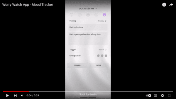 YouTube video about Worry Watch App Links to YouTube video about Worry Watch App