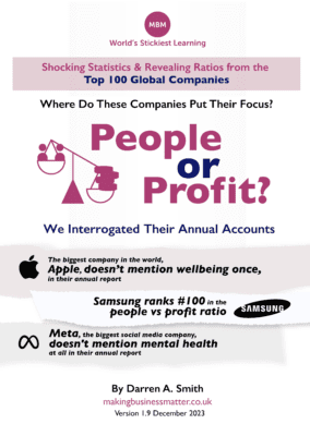 Front cover of people ve profit report in blue, purple and white.
