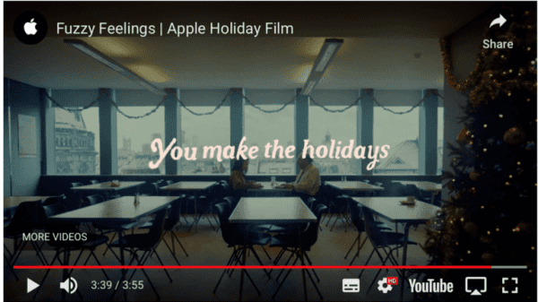 Screenshot from Apple Christmas advert