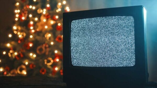 Vintage Television on Christmas background