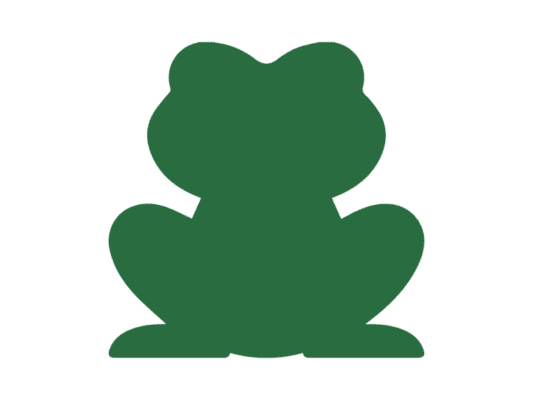 Solid green frog icon on a white background