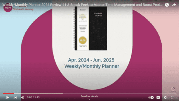 YouTube video review about The April 2024 to June 2025 Weekly/Monthly Planner Links to YouTube video review about The April 2024 to June 2025 Weekly/Monthly Planner