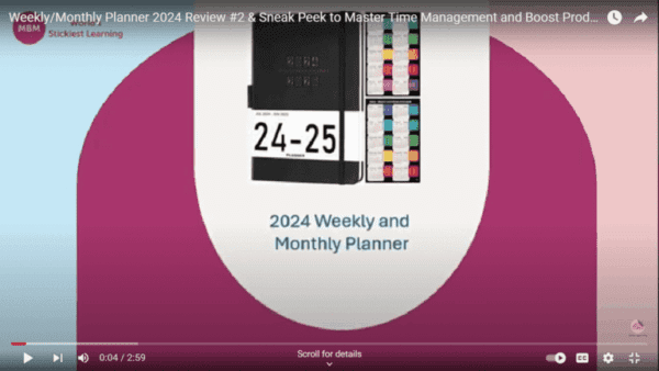 YouTube video review about The 2024 Weekly and Monthly Planner Links to YouTube video review about The 2024 Weekly and Monthly Planner