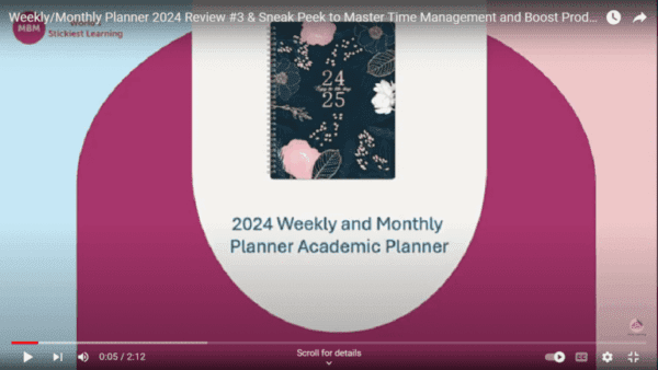 YouTube video review about The 2024 Weekly and Monthly Academic Planner Links to YouTube video review about The 2024 Weekly and Monthly Diary