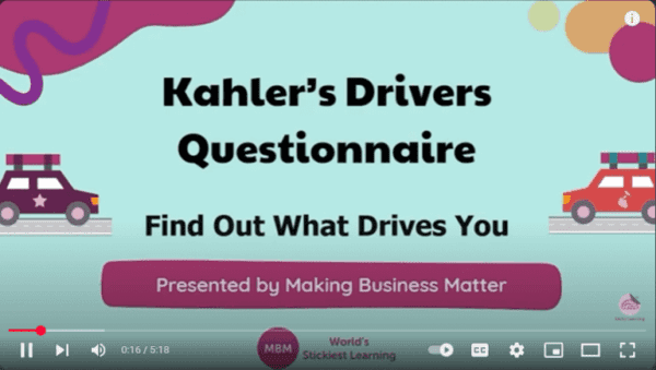 Links to YouTube video about Kahler’s Drivers Questionnaire tutorial