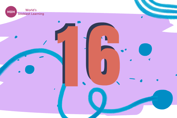 Orange Number 16 with purple background