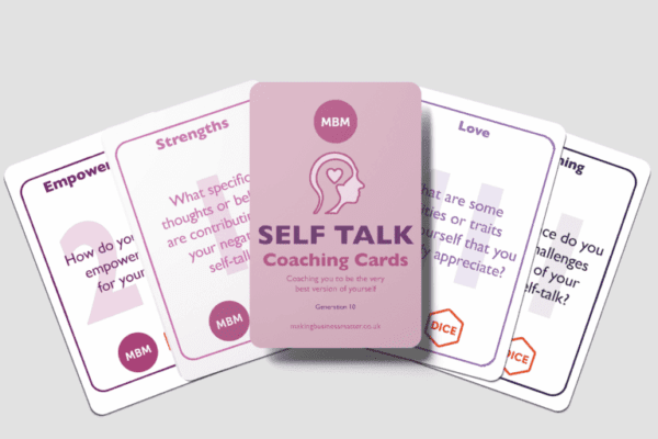 Self talk coaching cards fanned out