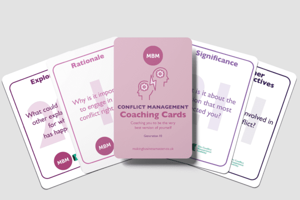 Conflict management coaching cards fanned out Conflict management coaching cards fanned out