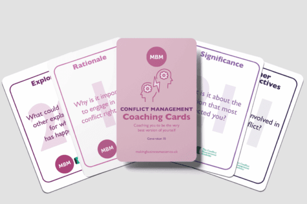 Conflict management coaching cards fanned out