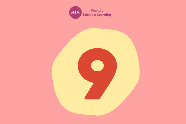 Number nine on pink background