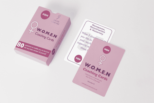 Women Coaching Cards box next to two cards