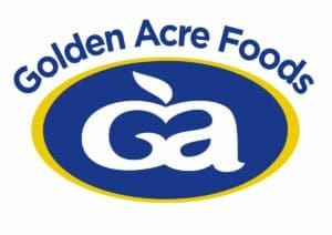 Blue yellow and white icon for GoldenAcre Foods