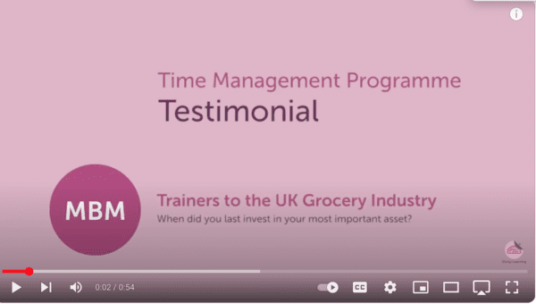 Video screenshot for Time management programme testimonial