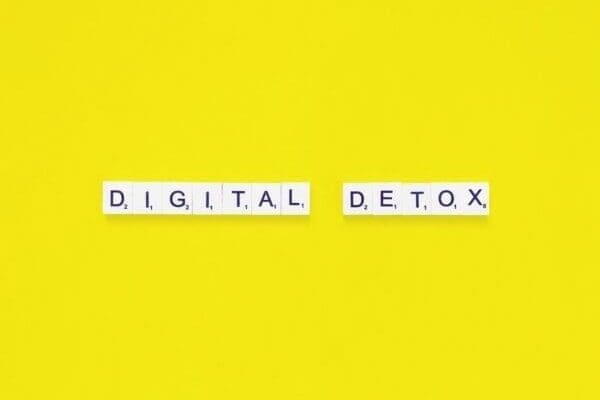 digital detox on yellow background