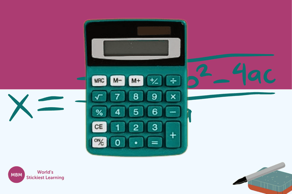 Green calculator with equation in the background Green calculator with equation in the background