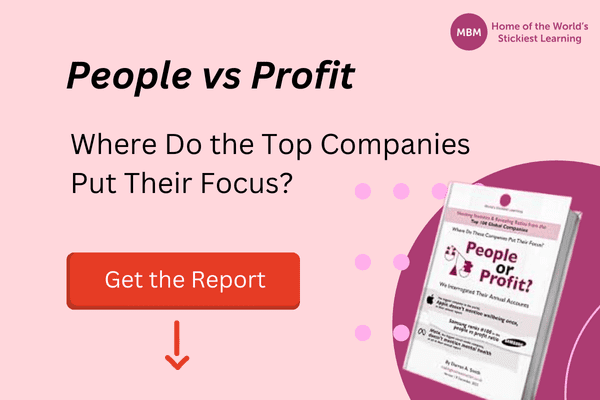 People versus profit report People versus profit report banner with orange botton, book image and down arrow