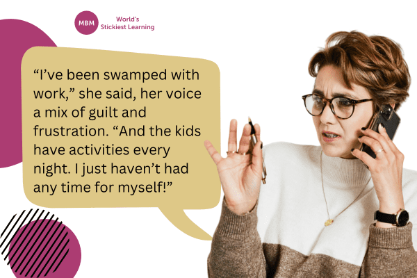 woman during business coaching Excuse quote from busy woman during business coaching