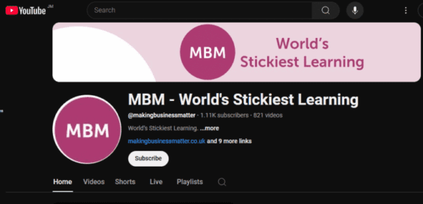 MBM World's Stickiest Learning YouTube channell MBM World's Stickiest Learning YouTube channell