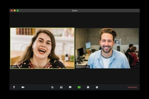 image of two people on an online zoom meeting