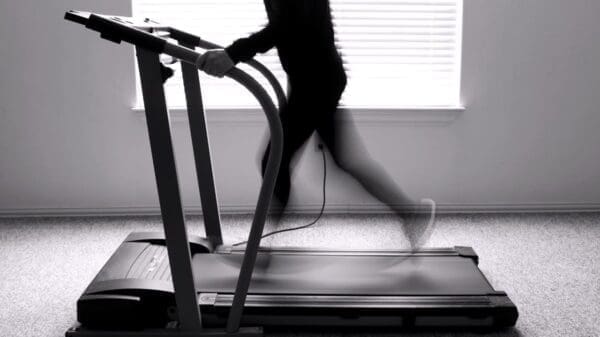 Person running on a treadmill