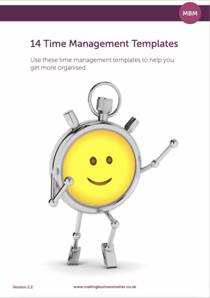 Front cover for time management templates pack