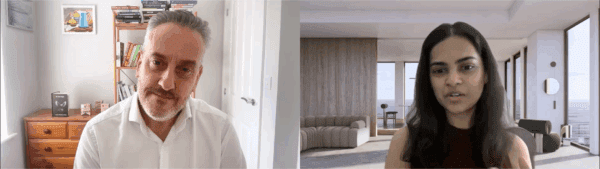 Screenshot of man and woman on a zoom call